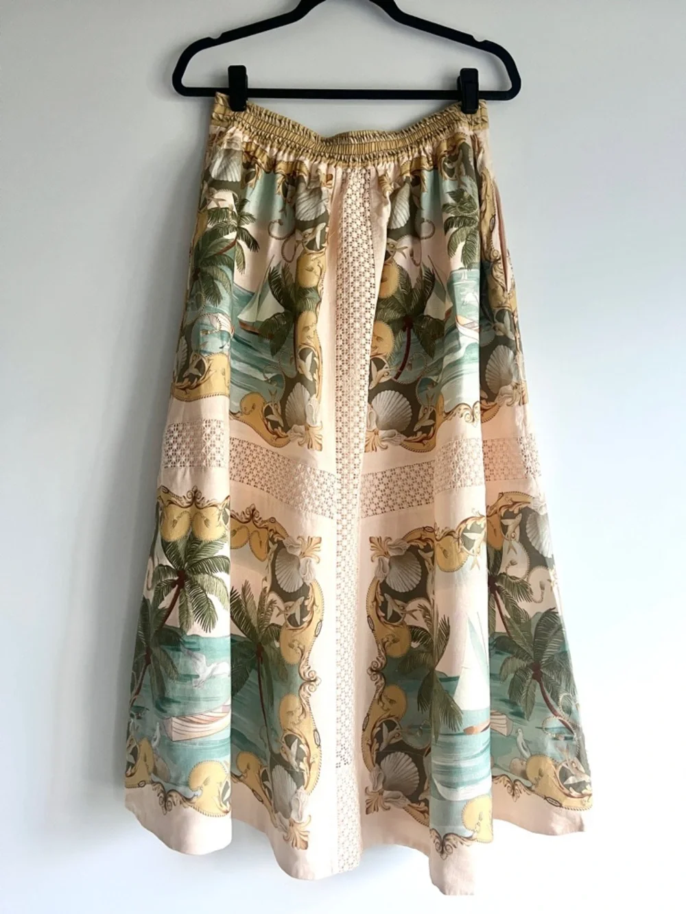 FARM Rio Sand Royal Sea Crochet Midi Skirt Size Medium NWT - Picture 6 of 15